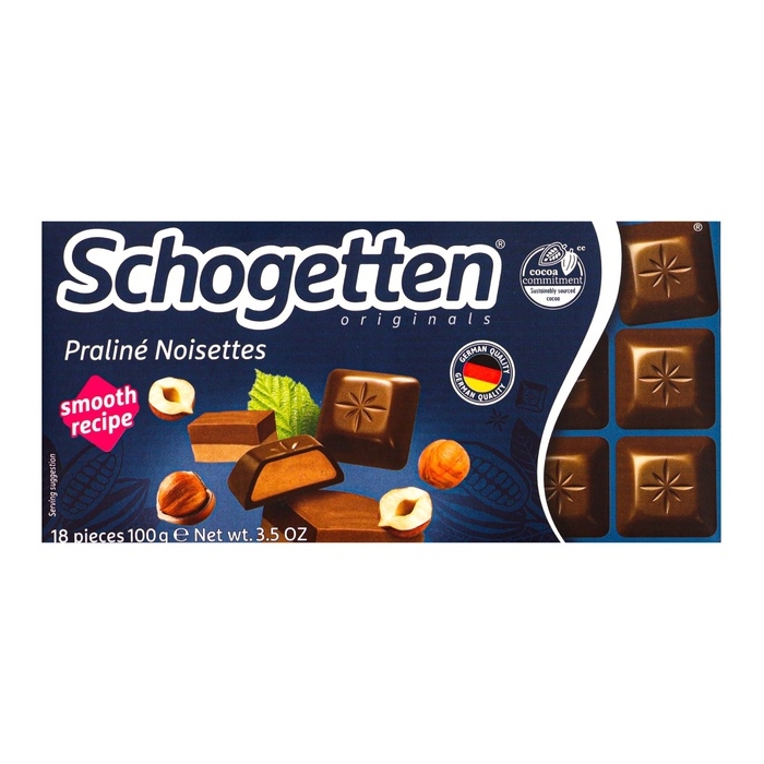 Шоколад молочный Schogetten Praliné Noisettes Chocolate Шоколад молочный Schogetten Praliné Noisettes Chocolate "Ореховое пралине", 100 г