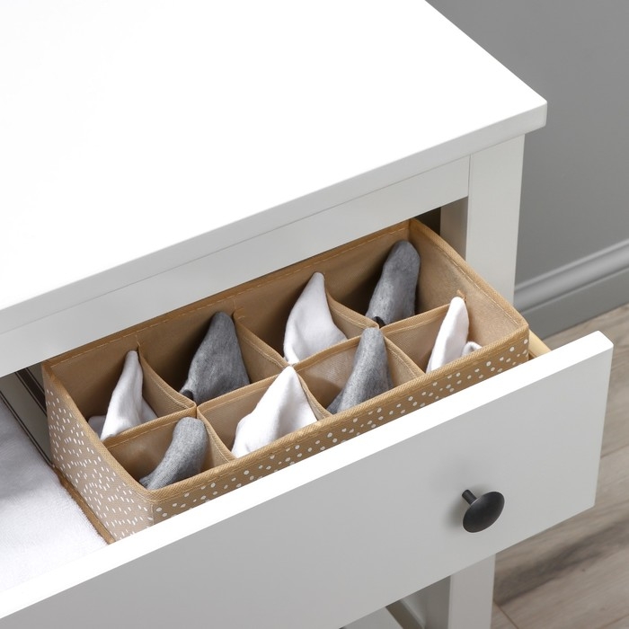 Органайзер для хранения белья Доляна Points, 8 ячеек, 28×14×10 см, цвет бежевый Органайзер для хранения белья Доляна Points, 8 ячеек, 28×14×10 см, цвет бежевый