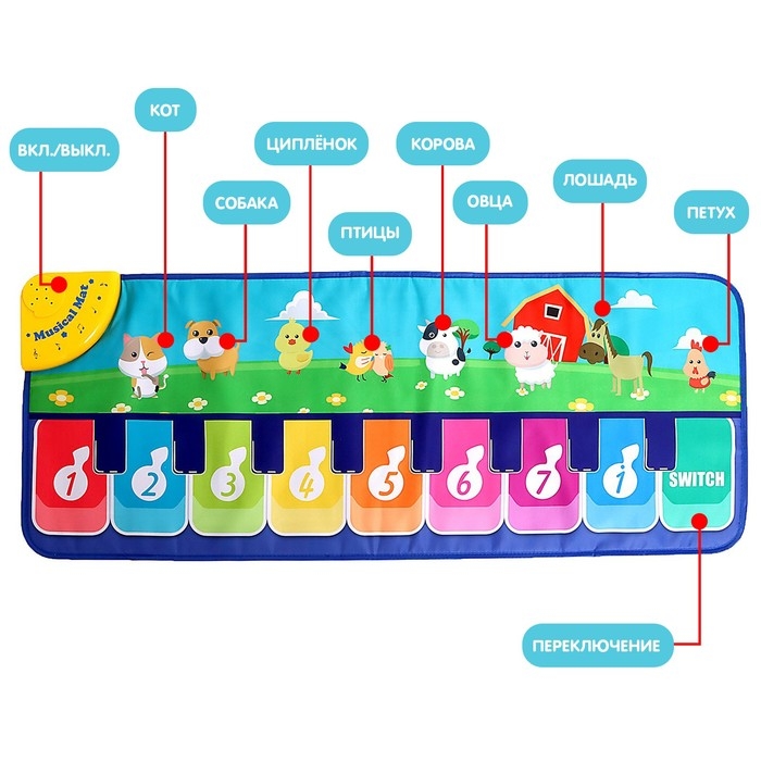 Музыкальный коврик «Весёлая ферма», 100 см Музыкальный коврик «Весёлая ферма», 100 см