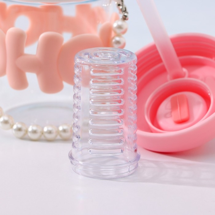 Бутылка для воды стеклянная &laquo;Бьюти&raquo;, 400 мл, 8&times;14,5 см, цвет розовый