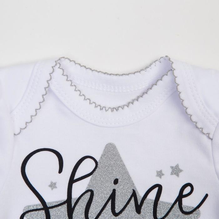 Набор Крошка Я: боди, юбка, повязка Shine, белый/серый, рост 74-80