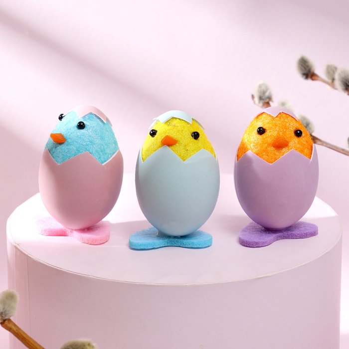 Набор для декора пасхальный &laquo;Цыплята&raquo; 3 шт., 4 &times; 11,5 &times; 6,5 см