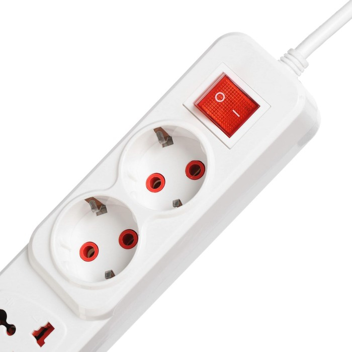 Удлинитель Luazon Lighting, 2 евро+2 унив.роз., 3 м, 2200 Вт, 2х0.5 мм2, с выкл., белый Удлинитель Luazon Lighting, 2 евро+2 унив.роз., 3 м, 2200 Вт, 2х0.5 мм2, с выкл., белый