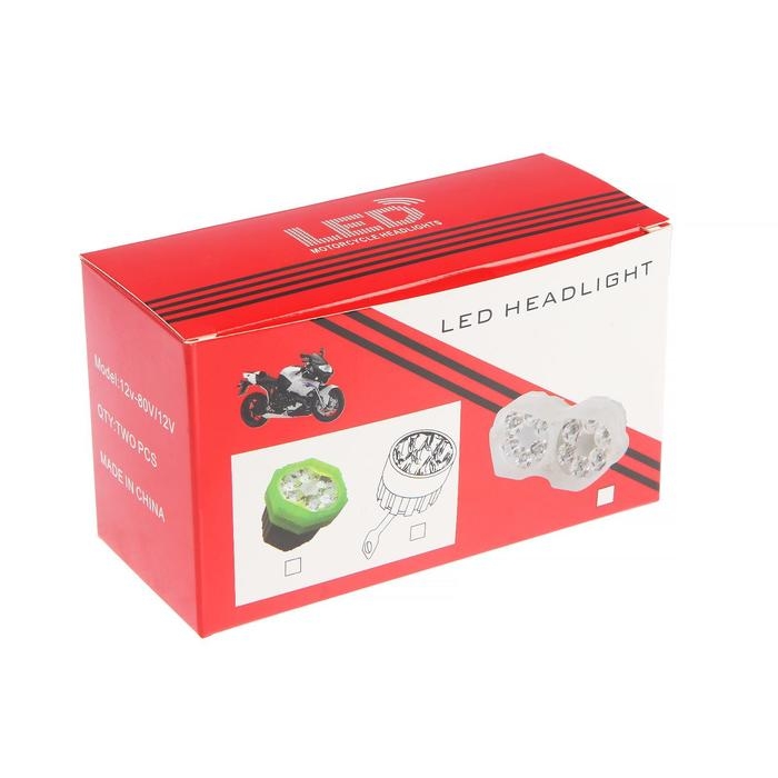 Фара cветодиодная для мототехники, 4 LED, IP67, 3 Вт, направленный свет, набор 2 шт Фара cветодиодная для мототехники, 4 LED, IP67, 3 Вт, направленный свет, набор 2 шт