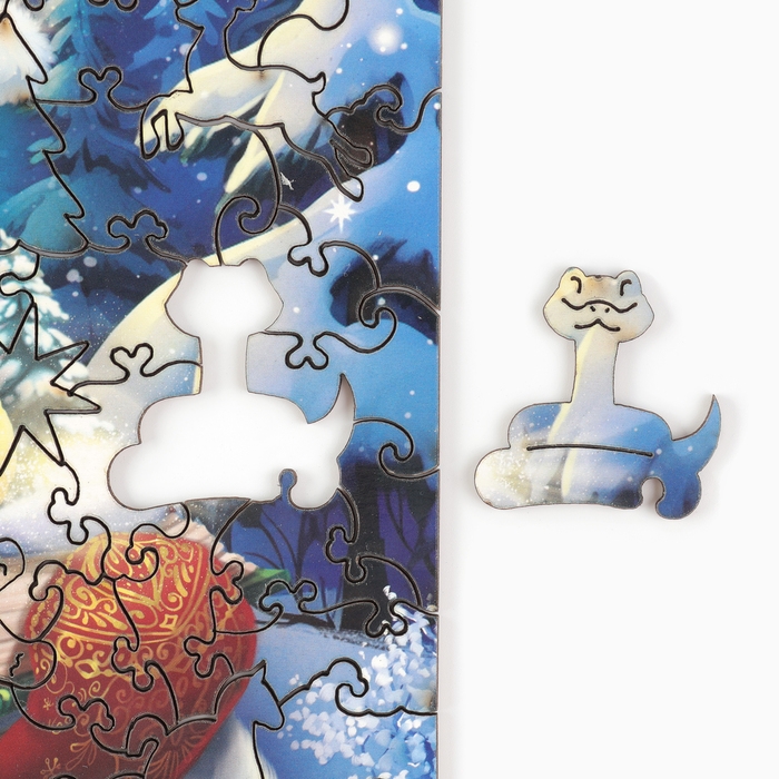 Пазлы фигурные деревянные &laquo;Новогодняя сказка&raquo; со святящимися деталями, 146 элементов