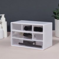 Органайзер для хранения, трёхуровневый, 6 секций, 18,2 × 11,9 × 9,8 см, цвет белый/прозрачный Органайзер для хранения, трёхуровневый, 6 секций, 18,2 × 11,9 × 9,8 см, цвет белый/прозрачный