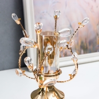 Подсвечник металл на 1 свечу "Веточки с кристаллами. Колонна" золото 25х15х15 см Подсвечник металл на 1 свечу "Веточки с кристаллами. Колонна" золото 25х15х15 см