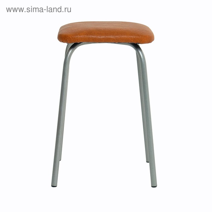 Табурет "Эконом" квадратный, Серебристый металлик/шоколад  МИКС