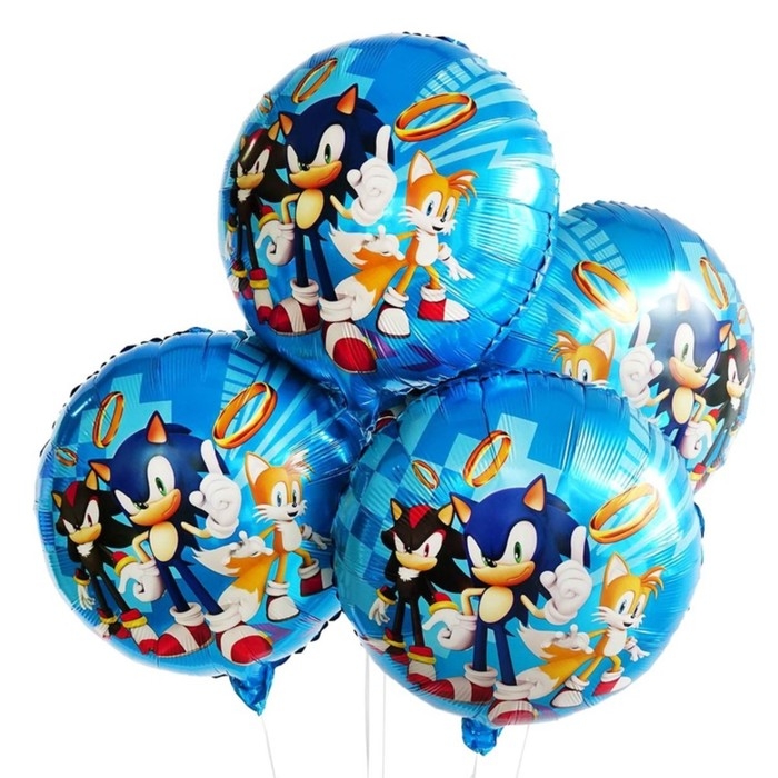 Шар фольгированный 18" &laquo;Ёжик аниме синий и друзья&raquo;, круг