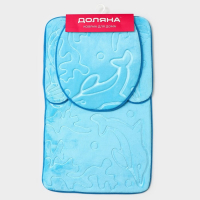 Коврики для ванной и туалета Доляна &laquo;Дельфины&raquo;, 3 шт: 39&times;43 см, 40&times;50 см, 50&times;80 см, цвет МИКС