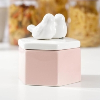 Банка керамическая для сыпучих продуктов «Белое крыло», цвет розовый Банка керамическая для сыпучих продуктов «Белое крыло», цвет розовый