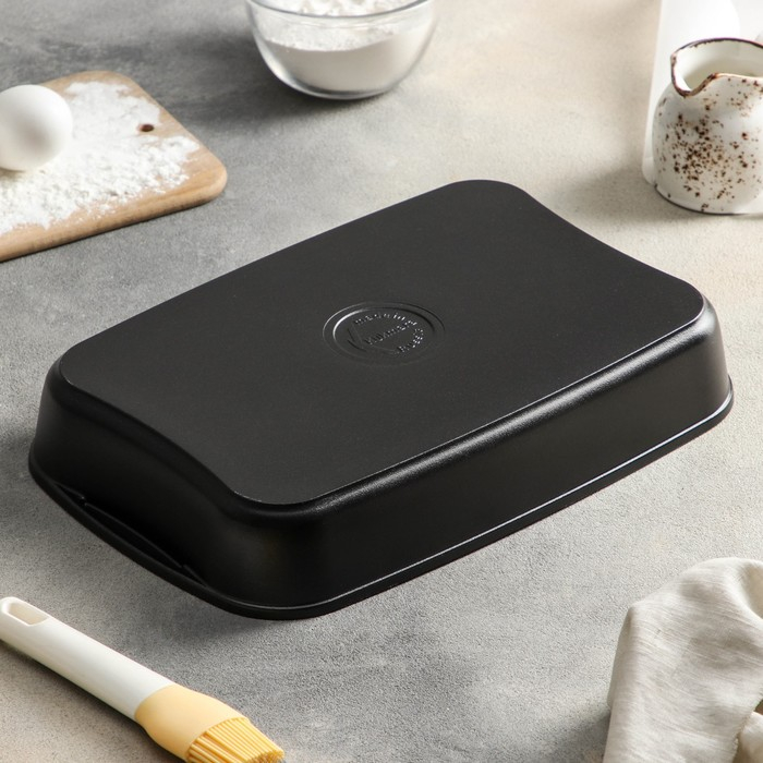 Противень &laquo;Традиция&raquo;, 33,4&times;22,2&times;5,5 см, антипригарное покрытие, цвет чёрный