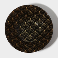 Набор тарелок стеклянных Доляна &laquo;Золотое перо&raquo;, 19 предметов: 6 десертных тарелок, 6 обеденных тарелок, 6 мисок, салатник