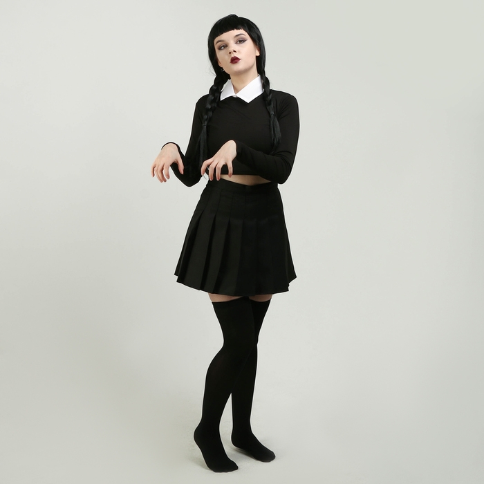 Карнавальный набор «Мрачная девчонка», р. S: парик, юбка, чулки, воротник Карнавальный набор «Мрачная девчонка», р. S: парик, юбка, чулки, воротник