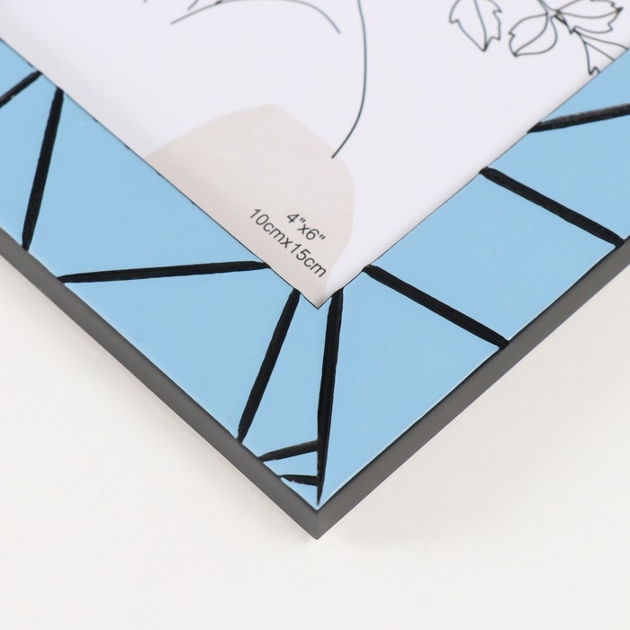 Фоторамка пластик 10х15 см Фоторамка пластик 10х15 см "Хаос. Прямые линии" голубая 18,3х13,5 см