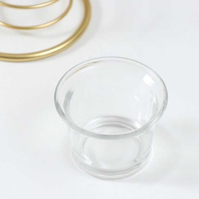 Подсвечник металл на 1 свечу Подсвечник металл на 1 свечу "Кленовые листья в круге" d=4,5 см золото 16х9,5х21 см