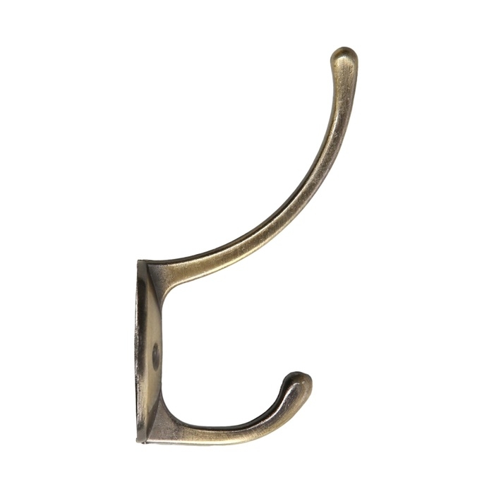 Крючок мебельный ТУНДРА TKD012, двухрожковый, бронза