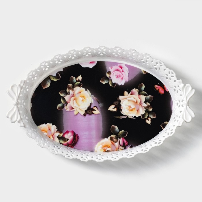 Поднос овальный Доляна &laquo;Пастораль&raquo;, 36&times;22&times;5 см, цвет МИКС