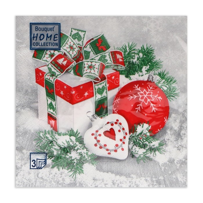 Новогодние салфетки бумажные Home Collection Сlassic &laquo;Новогодний натюрморт&raquo;, 3 слоя, 33х33 см, 20 шт