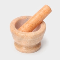 Ступка с пестиком Magistro &laquo;Мрамор&raquo;, 10,5&times;7 см, камень, цвет персиковый