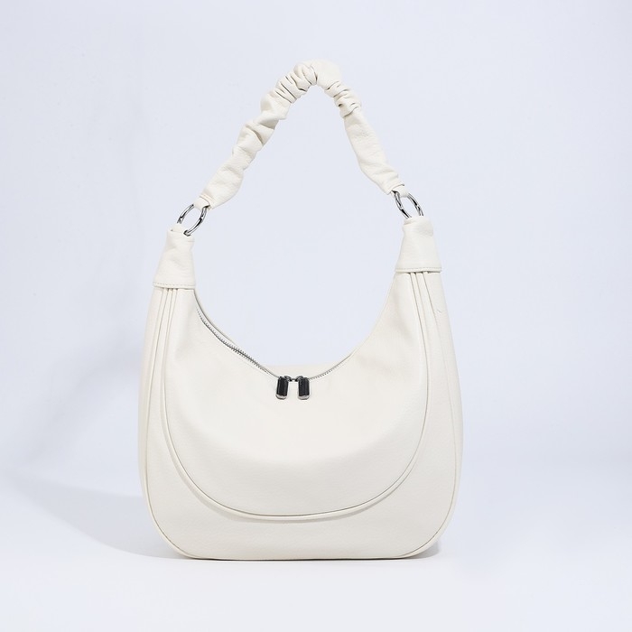 Сумка-мешок на молнии, наружный карман, длинный ремень, цвет белый Сумка-мешок на молнии, наружный карман, длинный ремень, цвет белый