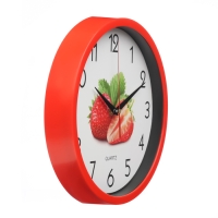 Часы настенные, для кухни "Клубника", бесшумные, d-25 см Часы настенные, для кухни "Клубника", бесшумные, d-25 см