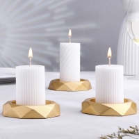 Подсвечник "Грани", набор 3 шт, 2,3х10 см, золото Подсвечник "Грани", набор 3 шт, 2,3х10 см, золото