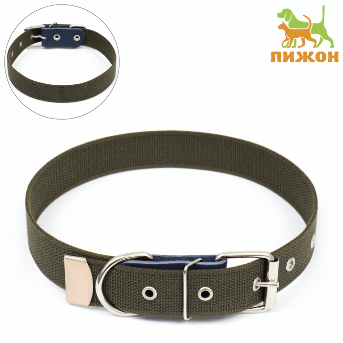 Ошейник брезентовый однослойный, 73 х 3,5 см, ОШ 45-60 см, хаки Ошейник брезентовый однослойный, 73 х 3,5 см, ОШ 45-60 см, хаки