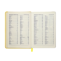 Ежедневник недатированный A5, 140л, клетка, кожзам, на резинке, черный срез, Желтый