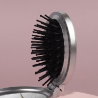 Расчёска массажная &laquo;Перламутр&raquo;, складная, с зеркалом, 5,5 &times; 8,5 см, цвет МИКС