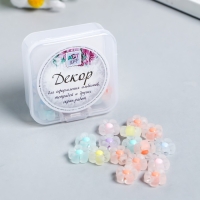 Бусины пластик "Цветок с цветной серединкой - ассорти" матовые 20 гр 0,6х1,2х1,2 см