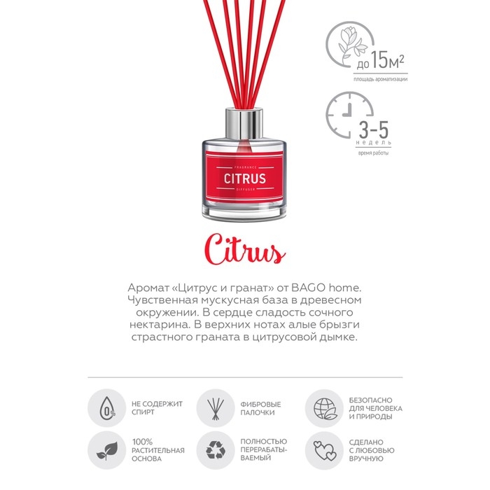 Ароматический диффузор Апельсин и гранат 40 мл Ароматический диффузор Апельсин и гранат 40 мл