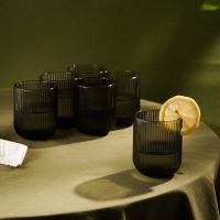 Набор стаканов стеклянный SL Home &laquo;Модерн&raquo;, 260 мл, 7,5&times;9,5 см, цвет графитовый