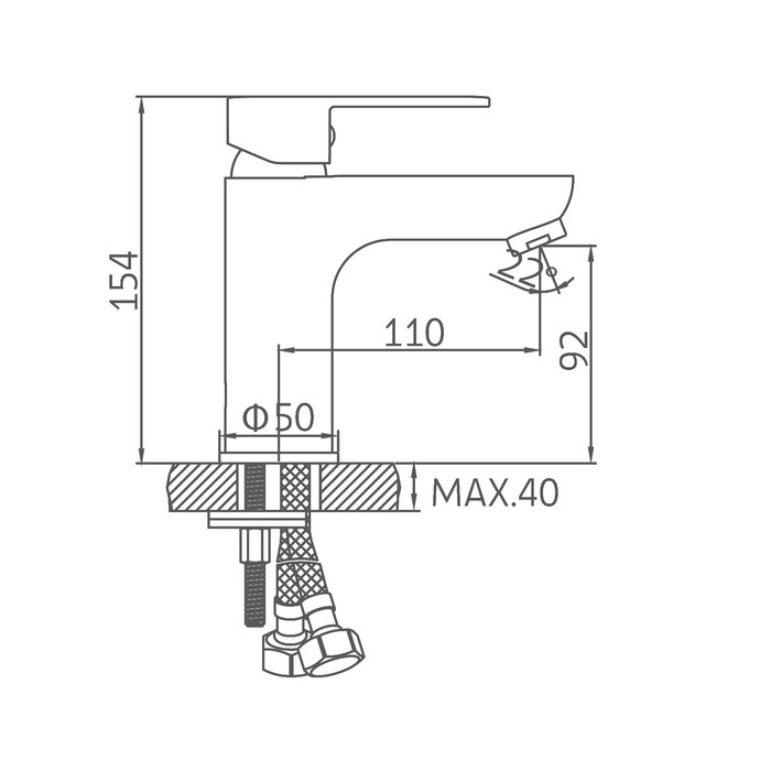 Смеситель для раковины Accoona A9054, однорычажный, латунь, хром