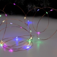 Гирлянда &laquo;Нить&raquo; 5 м роса, IP20, медная нить, 50 LED, свечение мульти, 2 режима, AAх3