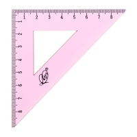 Набор чертёжный 4 предмета (линейка 15 см, угольник 30 &deg;/ 60 &deg;, 10 см; угольник 45 &deg;/ 45 &deg;, 8 см; транспортир 180 &deg;, 9 см), прозрачный розовый