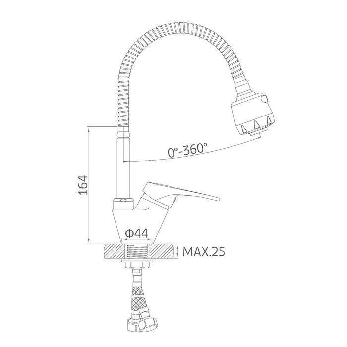 Cмеситель для кухни Accoona A84850, однорычажный, гибкий излив, силумин, хром Cмеситель для кухни Accoona A84850, однорычажный, гибкий излив, силумин, хром