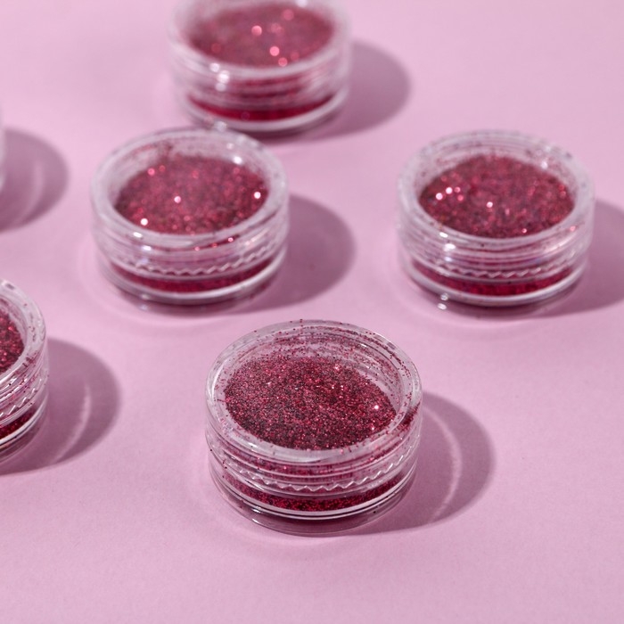 Набор блесток для декора, мелкий помол, цвет фуксия, 6 штук Набор блесток для декора, мелкий помол, цвет фуксия, 6 штук