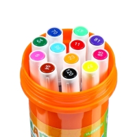 Набор маркеров 12 цветов двусторонние, кистеобр/пулевидн наконечники в пластиковом тубусе Набор маркеров 12 цветов двусторонние, кистеобр/пулевидн наконечники в пластиковом тубусе