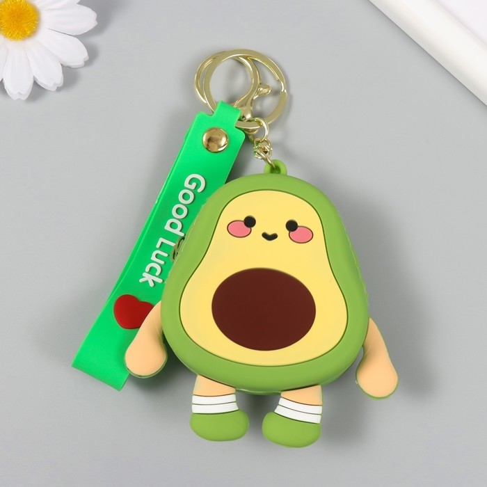 Брелок кошелёк с карабином, ремешком силикон "Авокадинка" 3х9х9 см