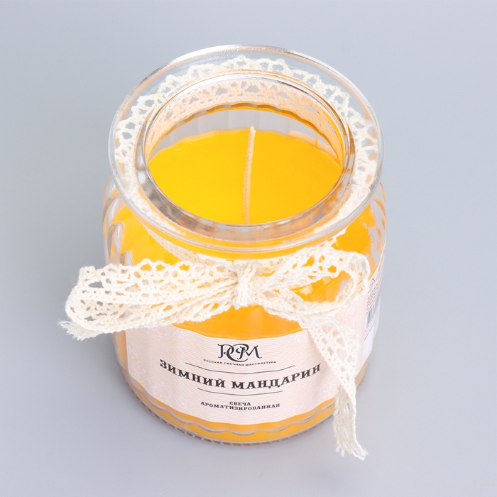 Свеча в банке ароматизированная Свеча в банке ароматизированная "Зимний мандарин" 180гр, время горения 45ч