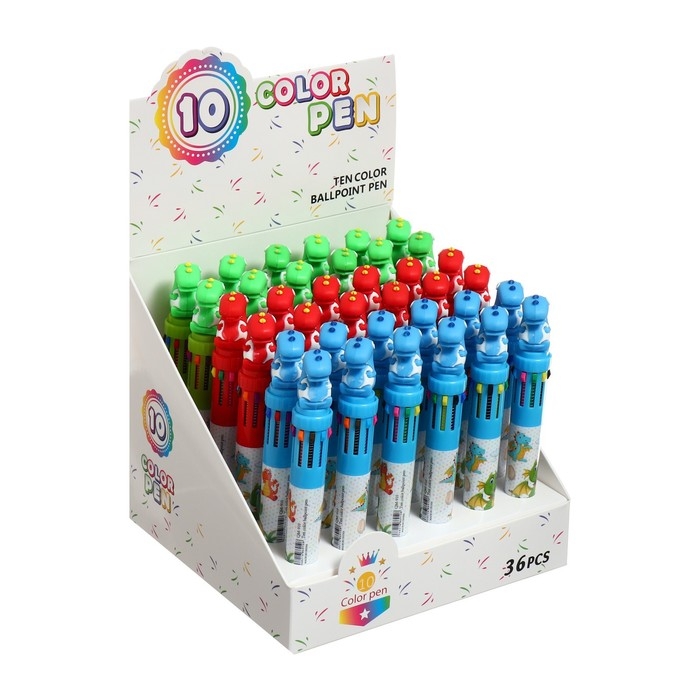 Ручка шариковая автоматическая, 10-ти цветная, Ручка шариковая автоматическая, 10-ти цветная, "Дракон", МИКС