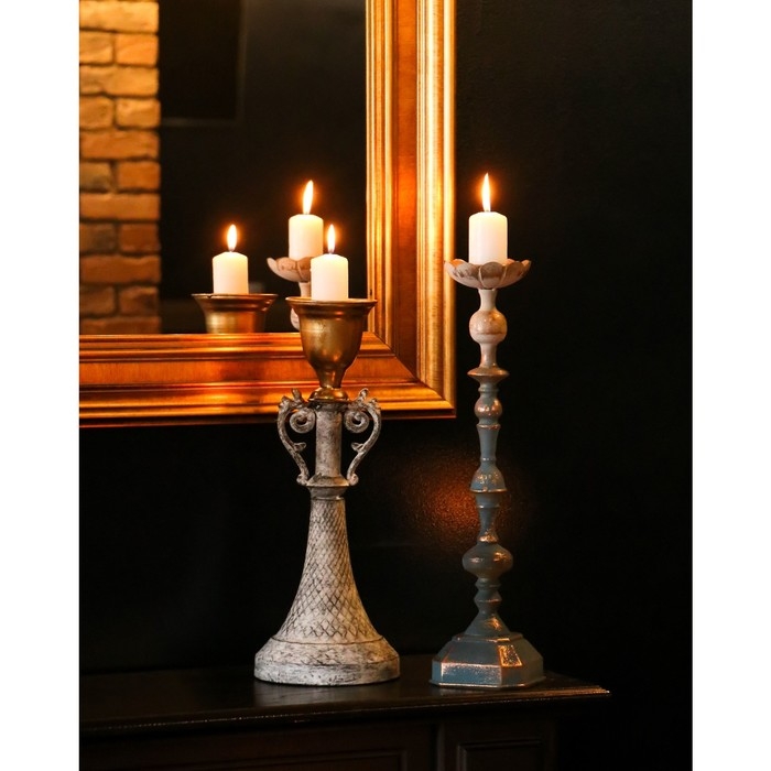 Подсвечник металл на 1 свечу Подсвечник металл на 1 свечу "Лучиано" серый с золотом 16х16х42 см