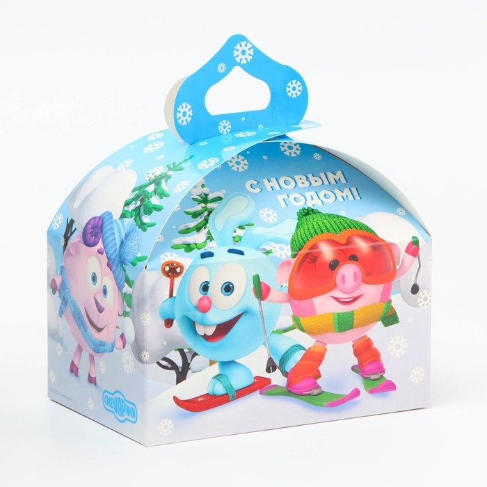 Новый год. Подарочная коробка Новогодняя Сундучок Новый год. Подарочная коробка Новогодняя Сундучок "Смешарики" лицензия 18,5 х 12,5 х 16,5 см (+5,5 см).