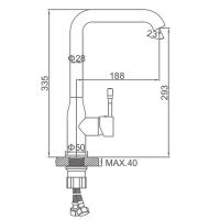 Cмеситель для кухни Accoona A4490F-3, однорычажный, высокий излив, латунь, черный