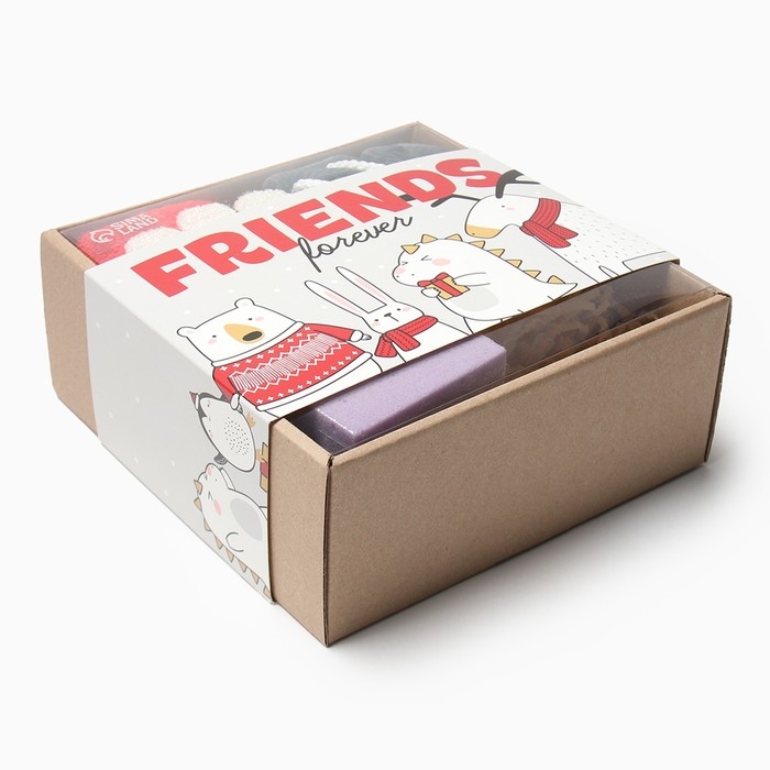 Новый год. Подарочный набор Friends полотенце 30х60 см и банные акс.(3 предм)