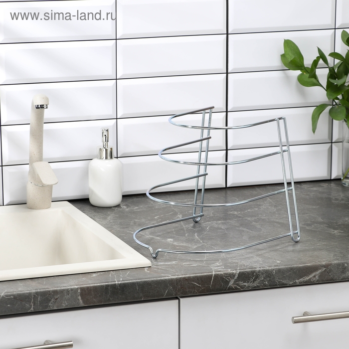 Подставка для хранения сковородок на 3 предмета, 28&times;23&times;22 см, цинк, цвет серебристый