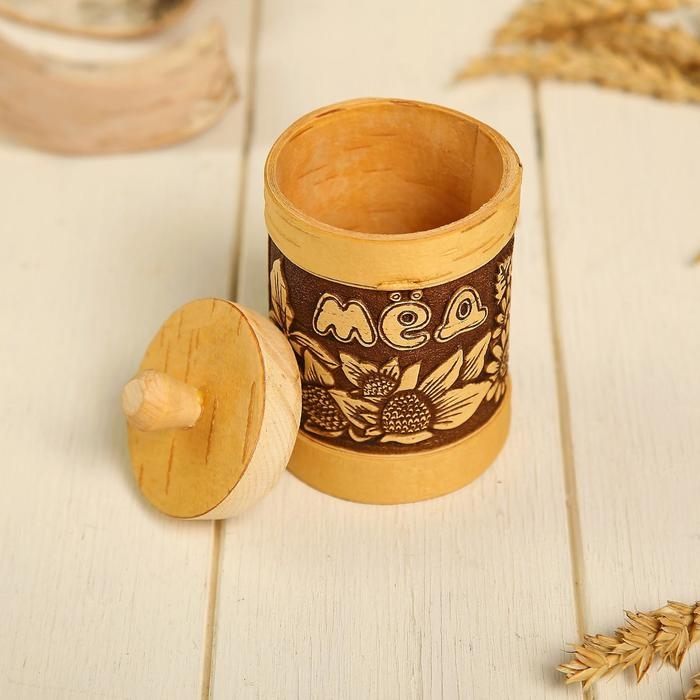 Туес «Цветочный», мёд, 6×9,5 см, береста Туес «Цветочный», мёд, 6×9,5 см, береста