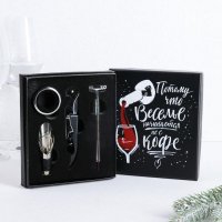 Винный набор: штопор для вина, аэратор, каплеуловитель, термометр &laquo;Веселье&raquo;