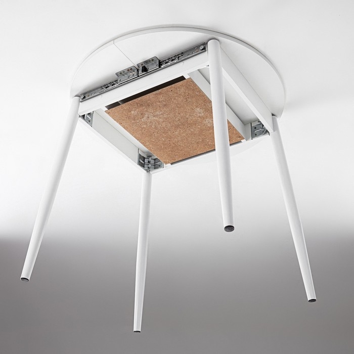 Стол раздвижной круглый Стол раздвижной круглый "Орион мини", 800/1110х800х750, ноги металл белый/Белый